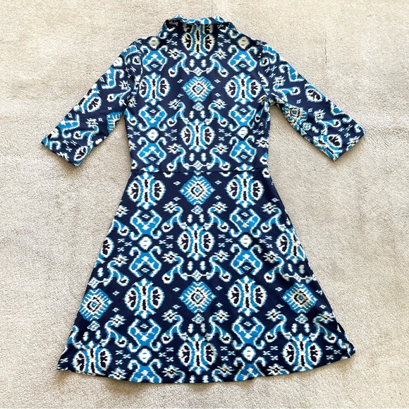 J. MCLAUGHLIN IKAT PRINT CATALINA CLOTH DRESS SIZE XS MODERN CHIC TRENDY - Picture 2 of 10